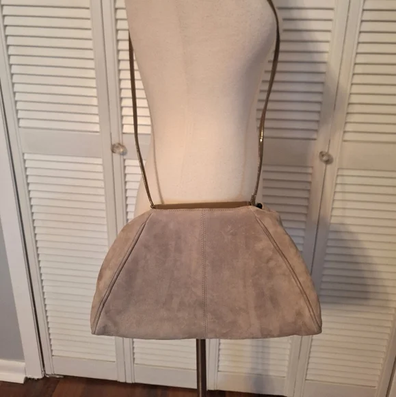 Rare Vtg Jasmin genuine suede leather snakeskin crossbody bag purse Hong Kong - Picture 3 of 7